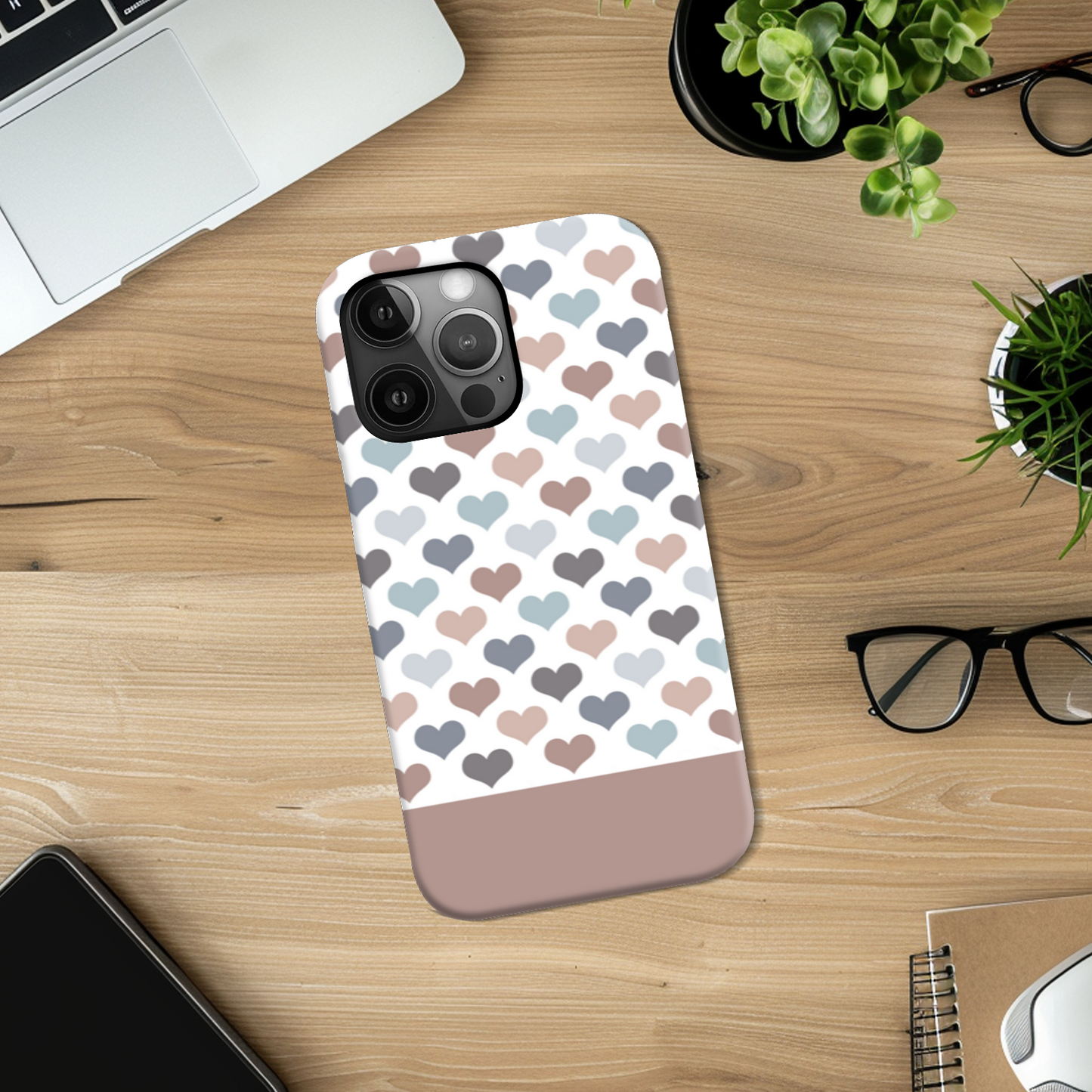 Mocca Hearts Tough Phone Case