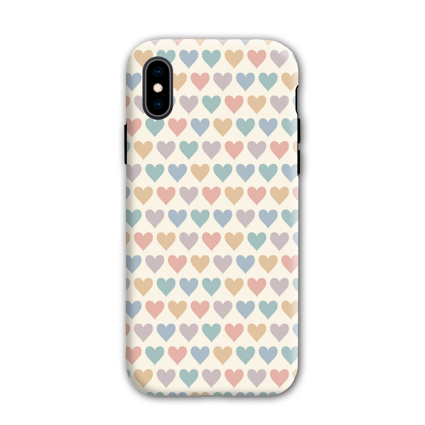 Pastel Multi Hearts Tough Phone Case