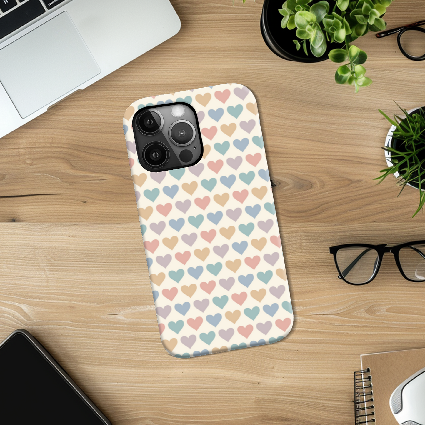 Pastel Multi Hearts Tough Phone Case