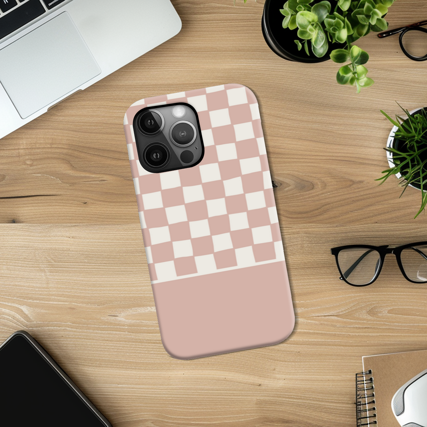 Pink Wobbly Check Tough Phone Case