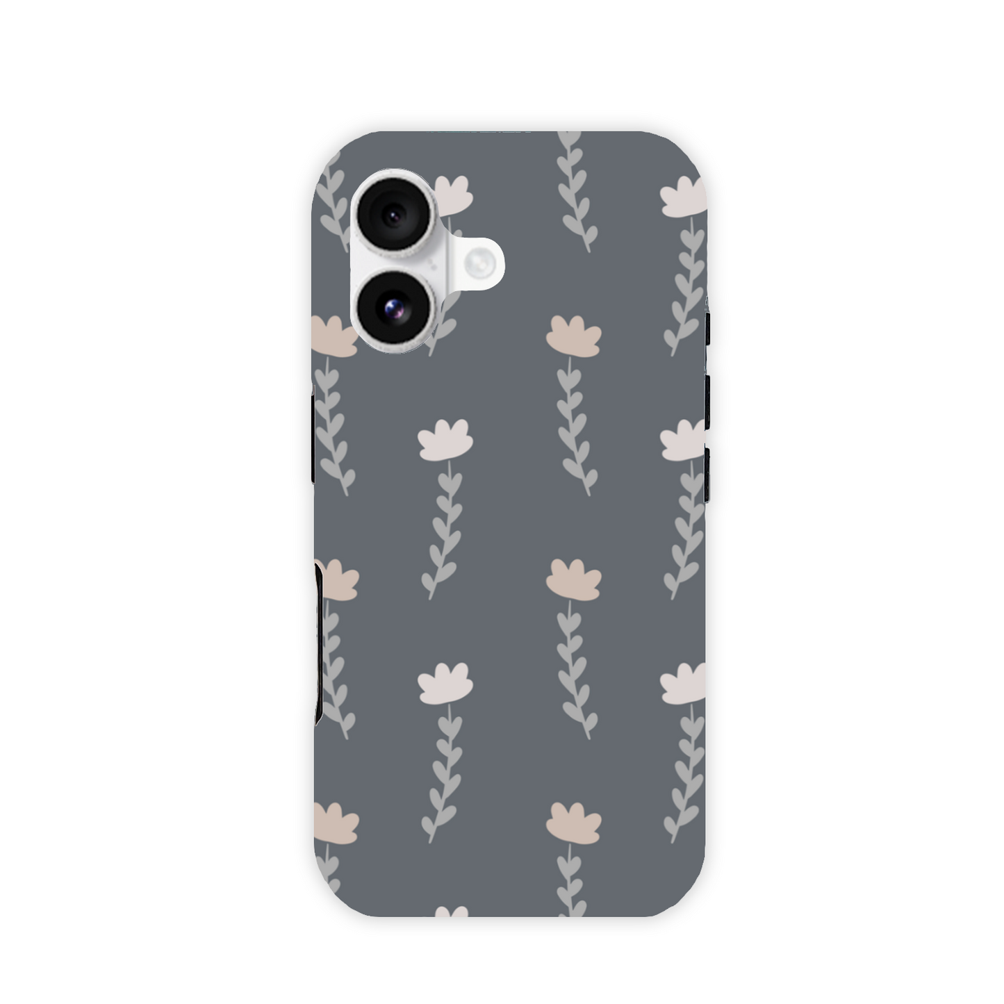 Grey Floral Tough Phone Case