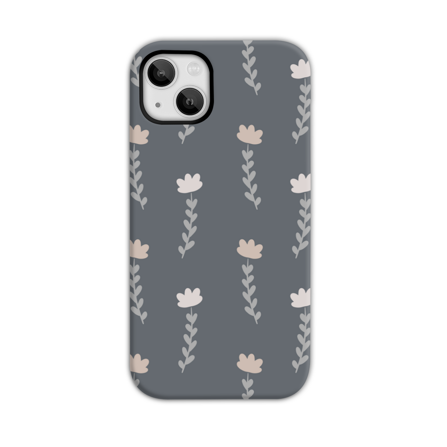 Grey Floral Tough Phone Case