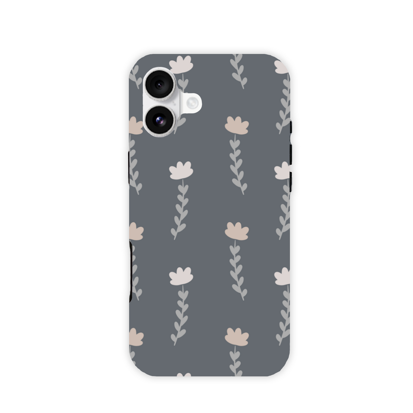 Grey Floral Tough Phone Case