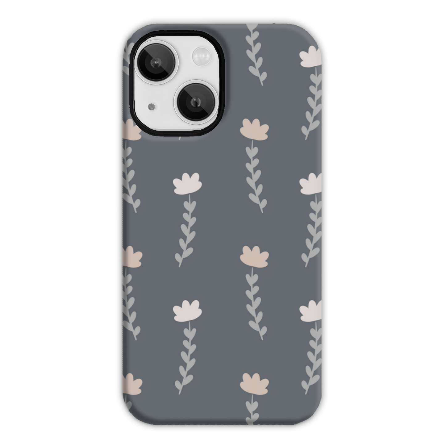 Grey Floral Tough Phone Case