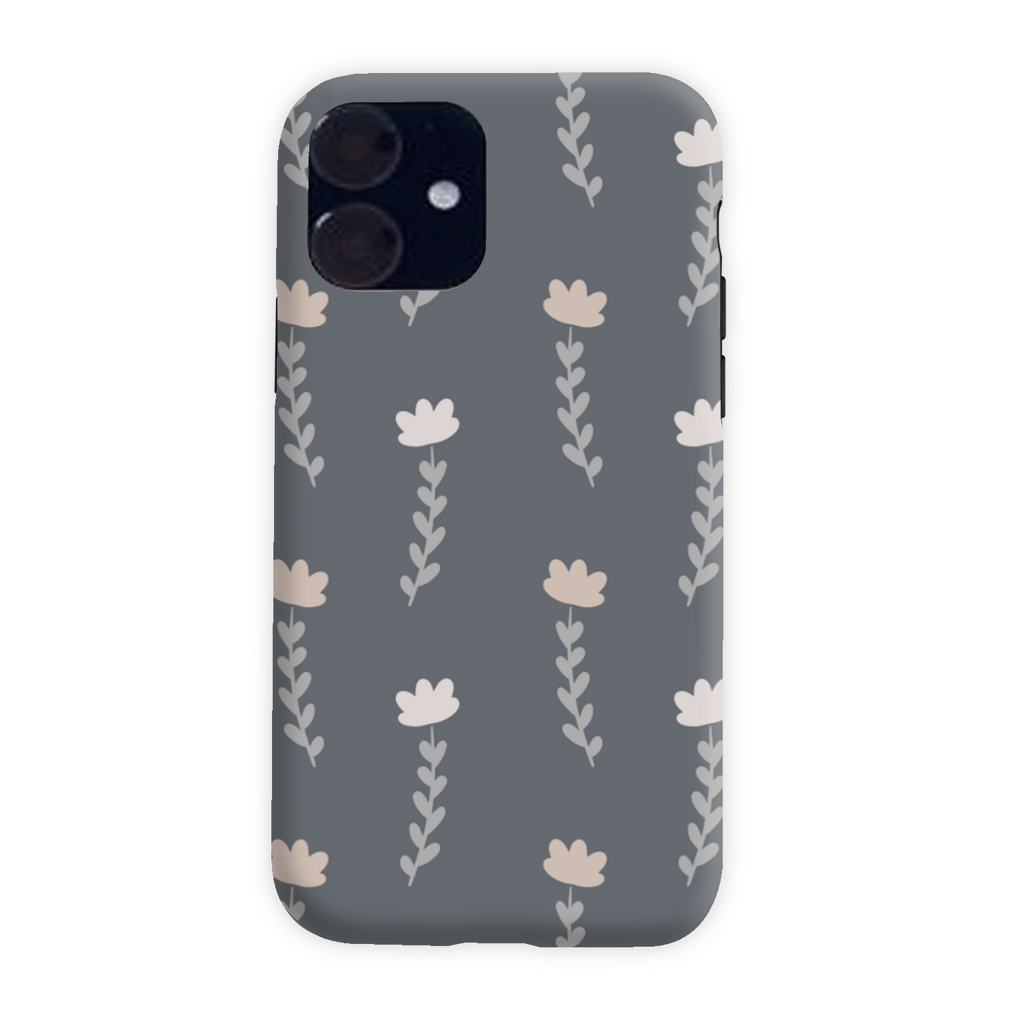 Grey Floral Tough Phone Case