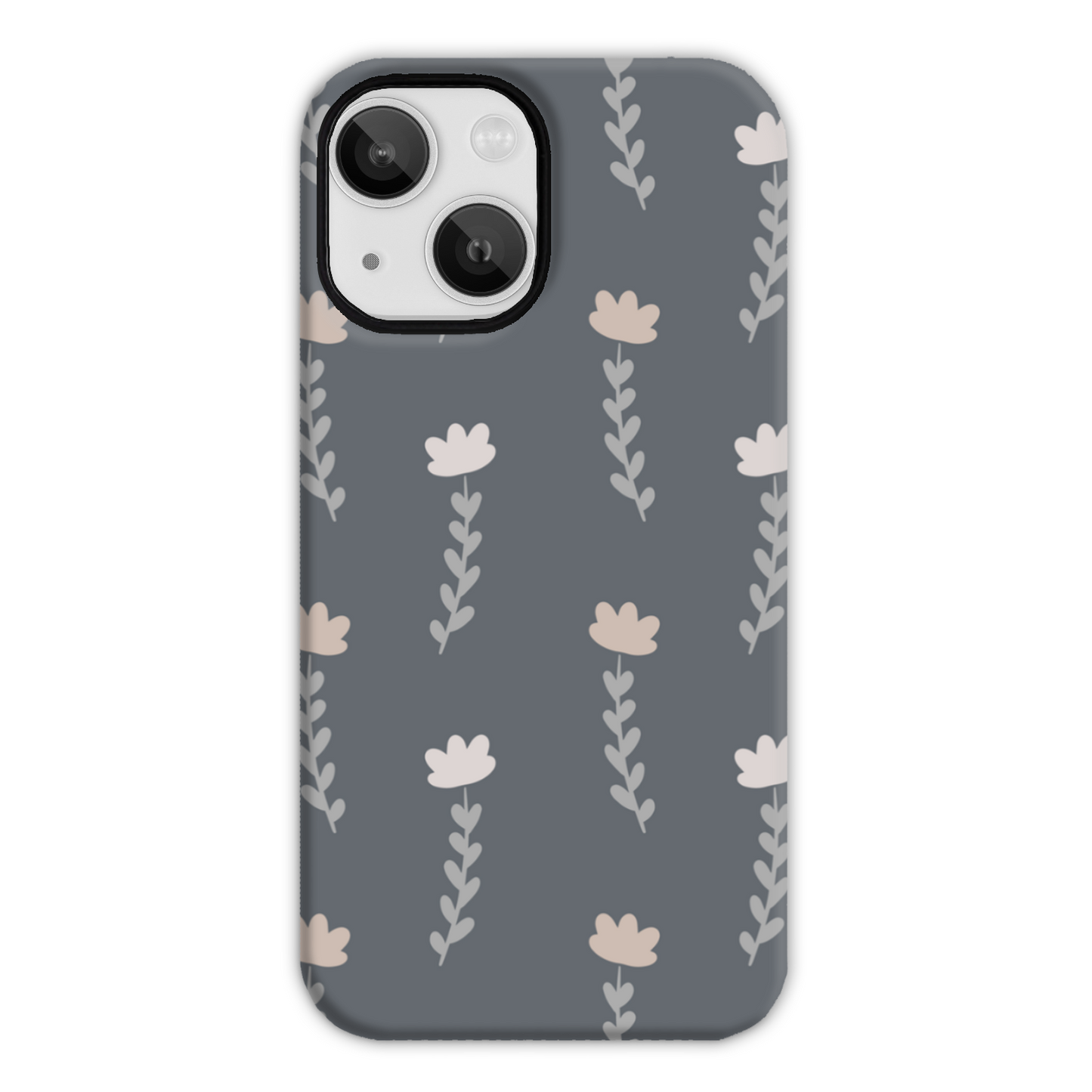 Grey Floral Tough Phone Case