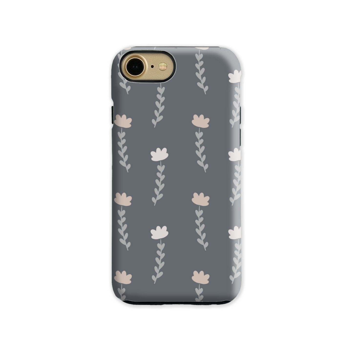 Grey Floral Tough Phone Case