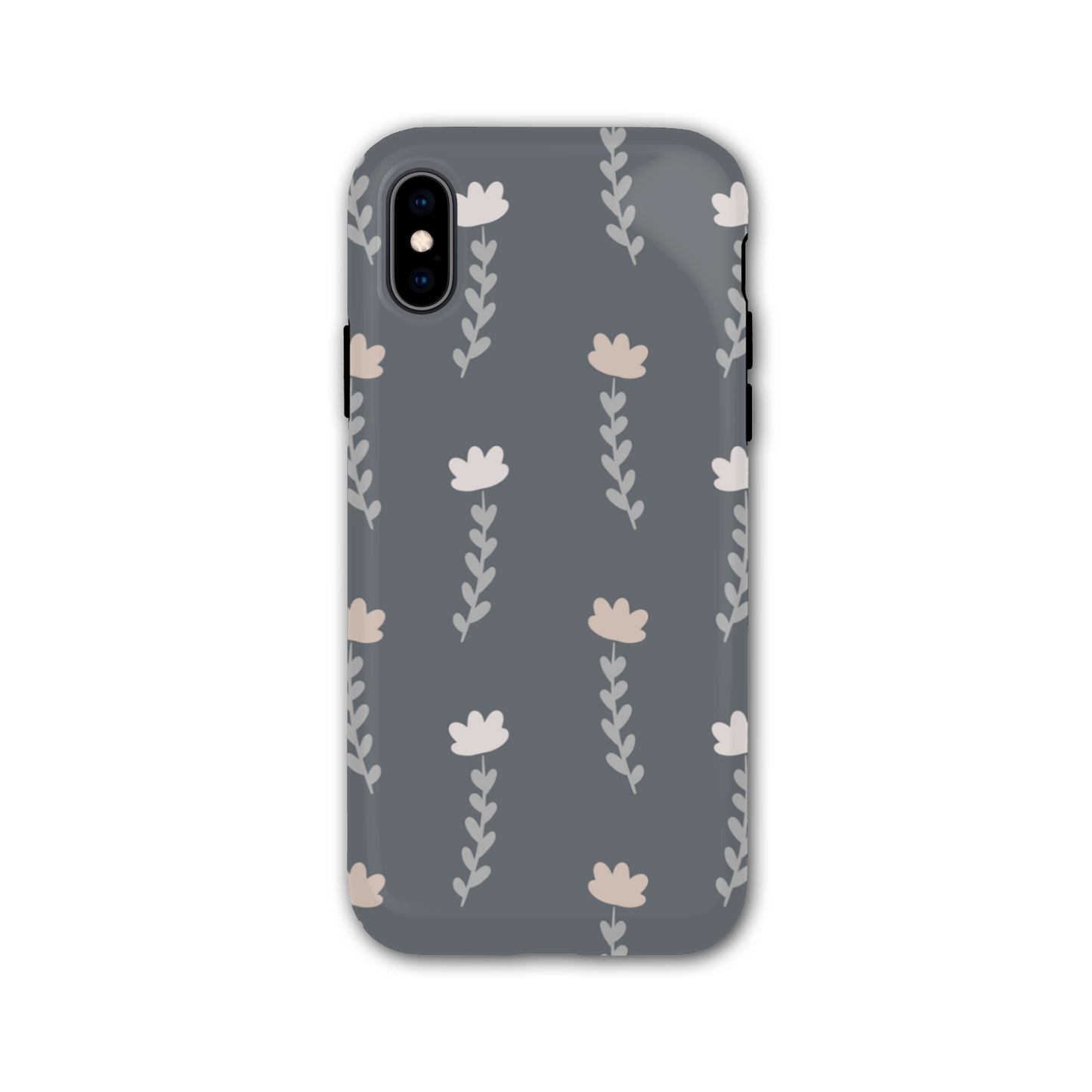 Grey Floral Tough Phone Case