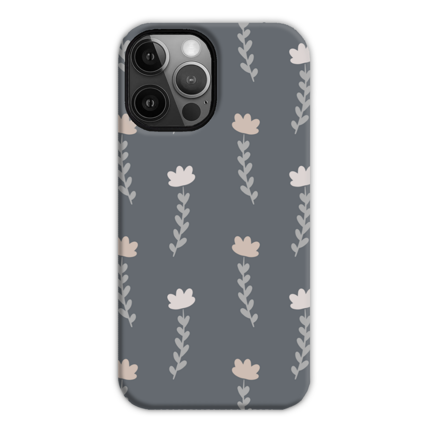 Grey Floral Tough Phone Case