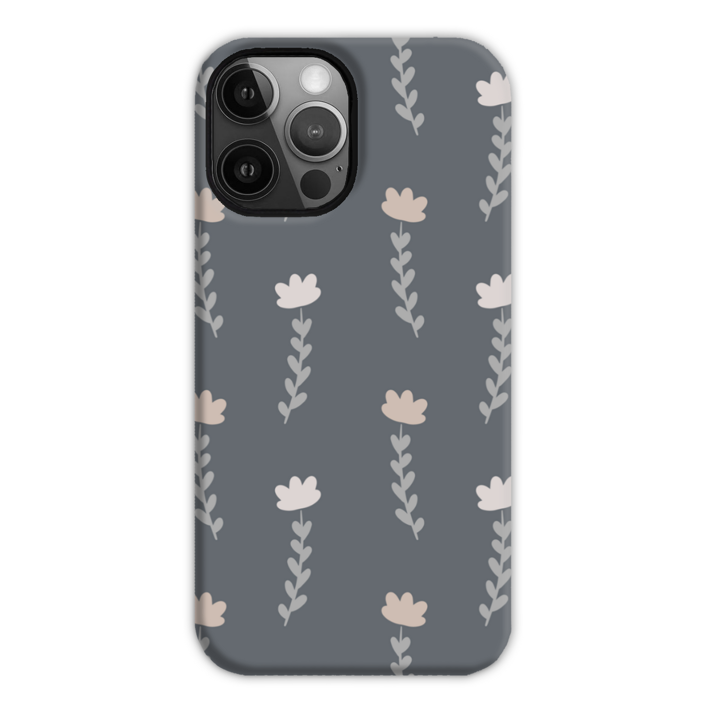 Grey Floral Tough Phone Case