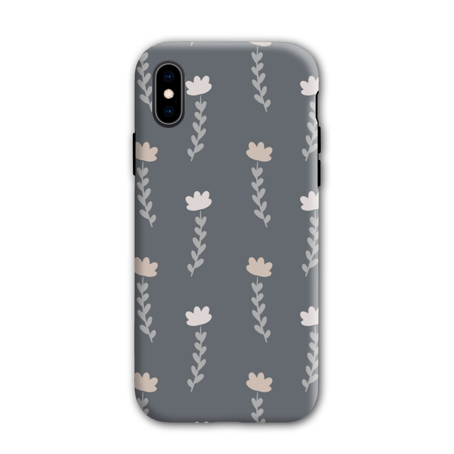 Grey Floral Tough Phone Case
