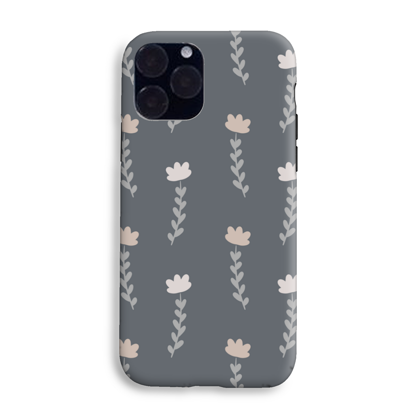 Grey Floral Tough Phone Case
