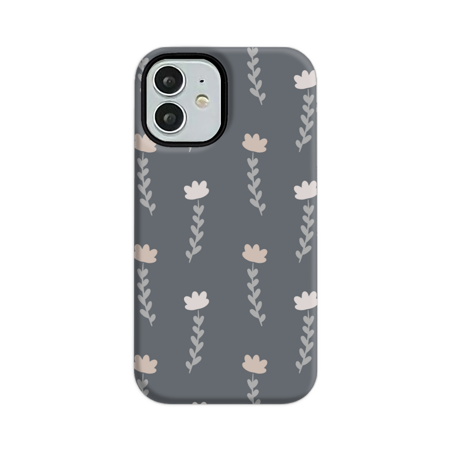 Grey Floral Tough Phone Case