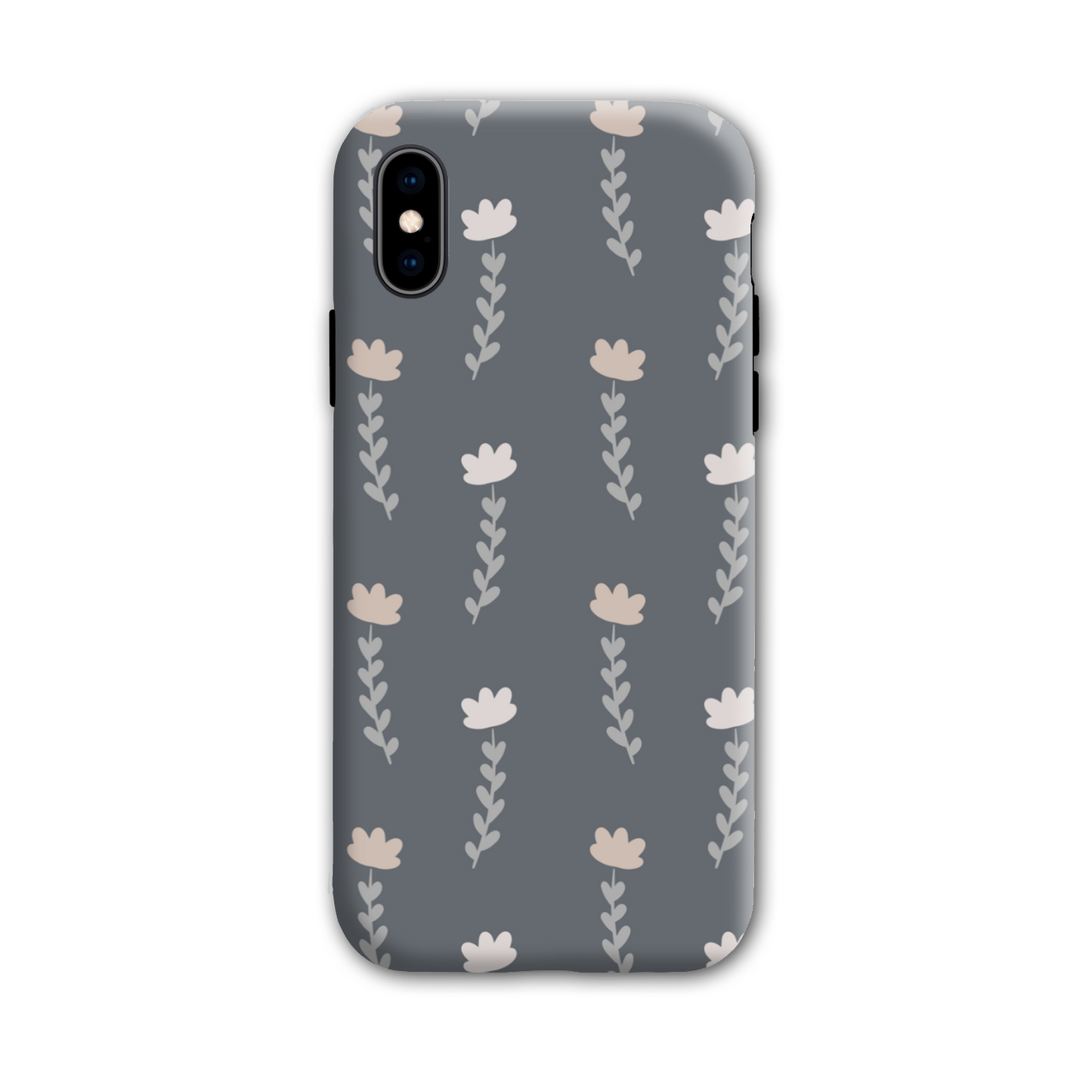Grey Floral Tough Phone Case