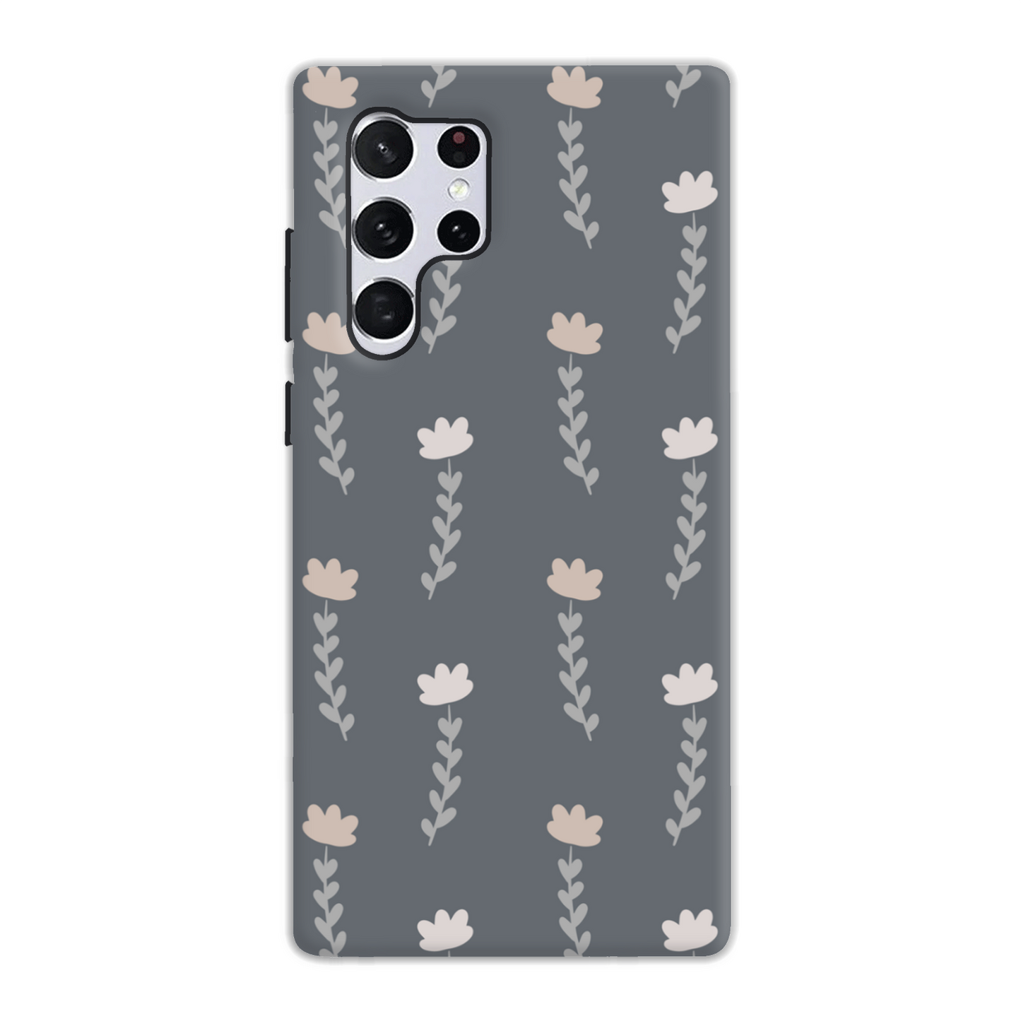 Grey Floral Tough Phone Case
