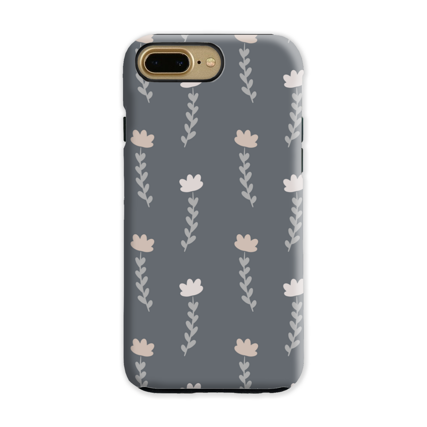Grey Floral Tough Phone Case