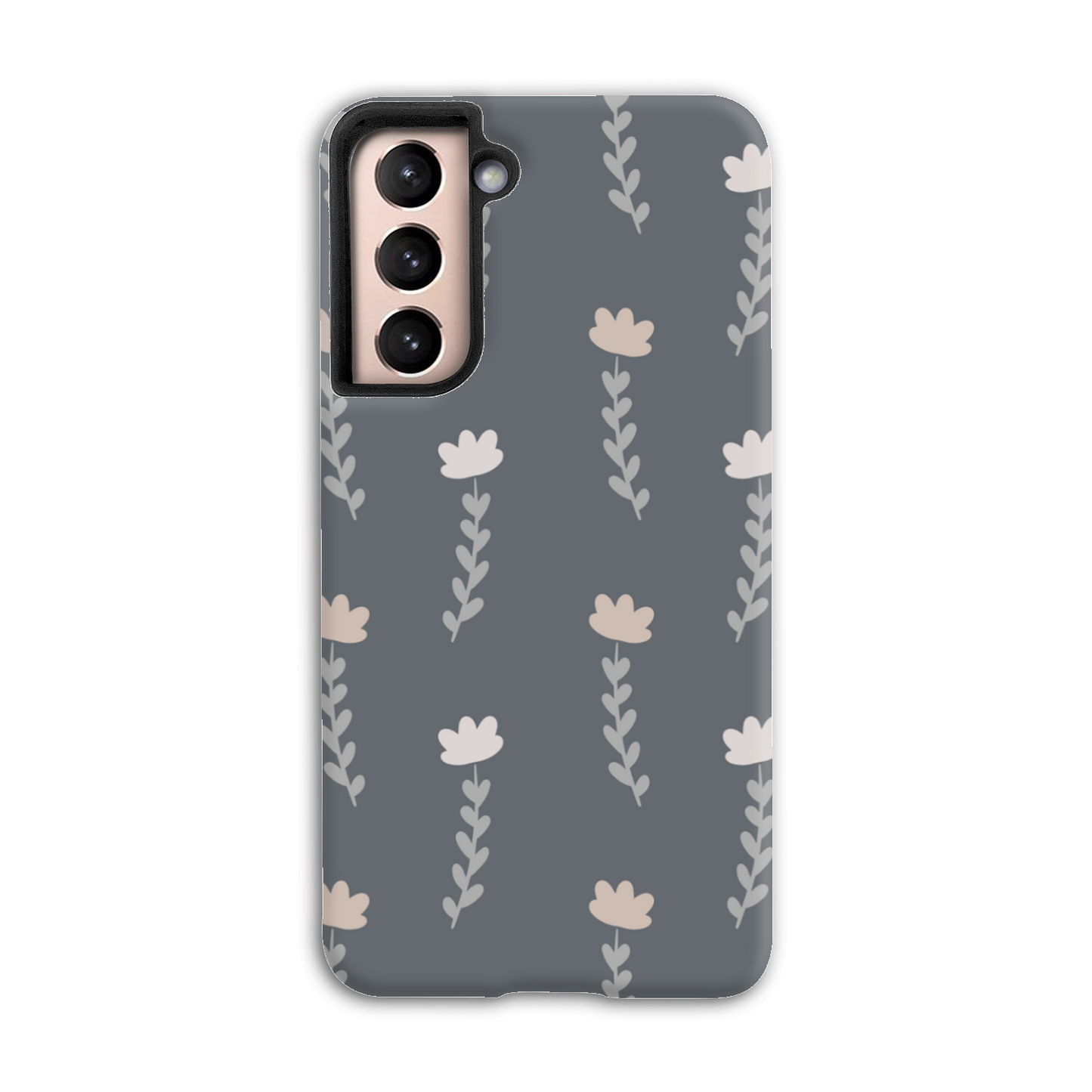 Grey Floral Tough Phone Case