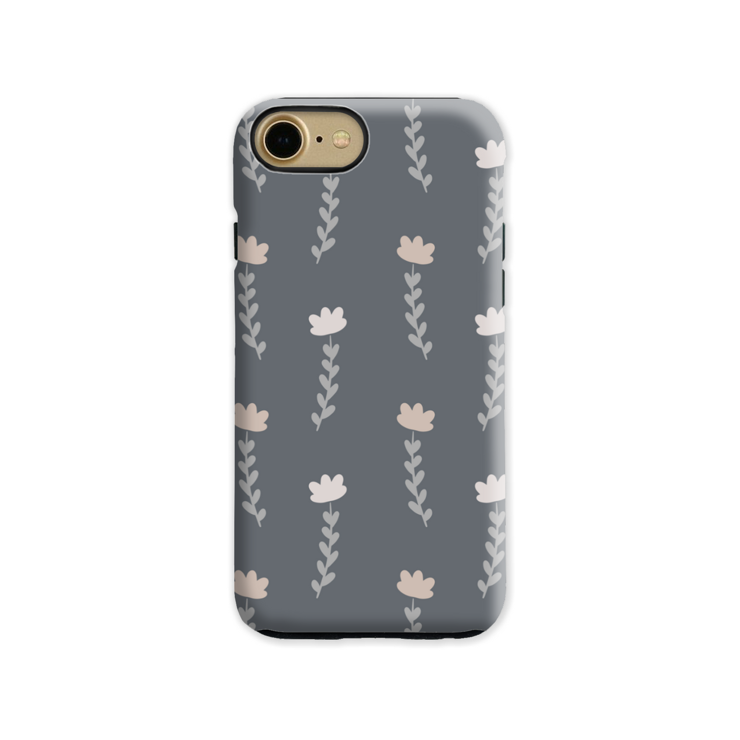 Grey Floral Tough Phone Case