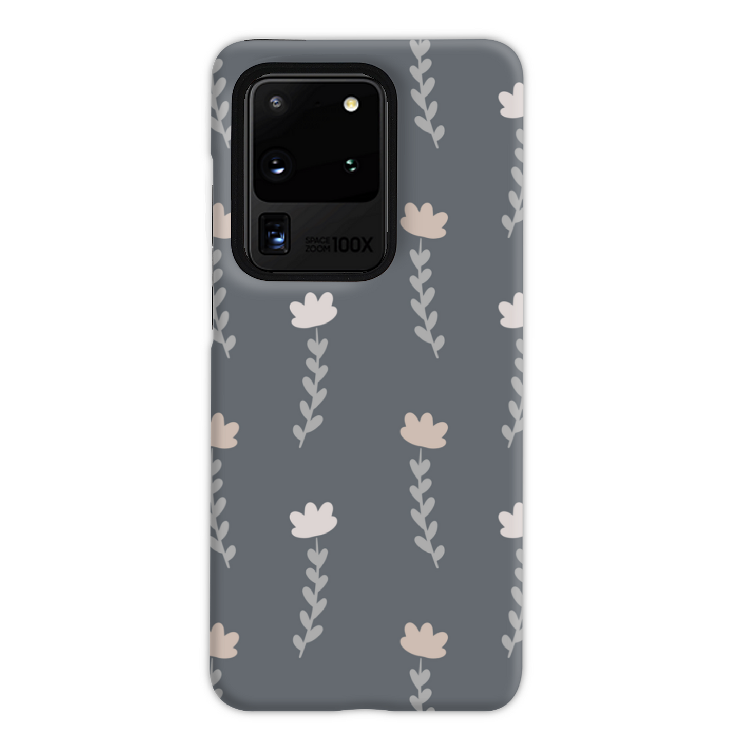 Grey Floral Tough Phone Case