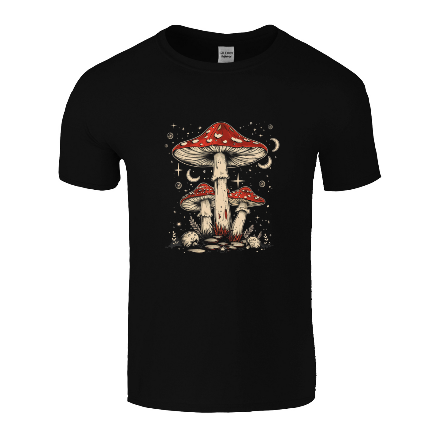 Mushroom Forrest Black T-shirt