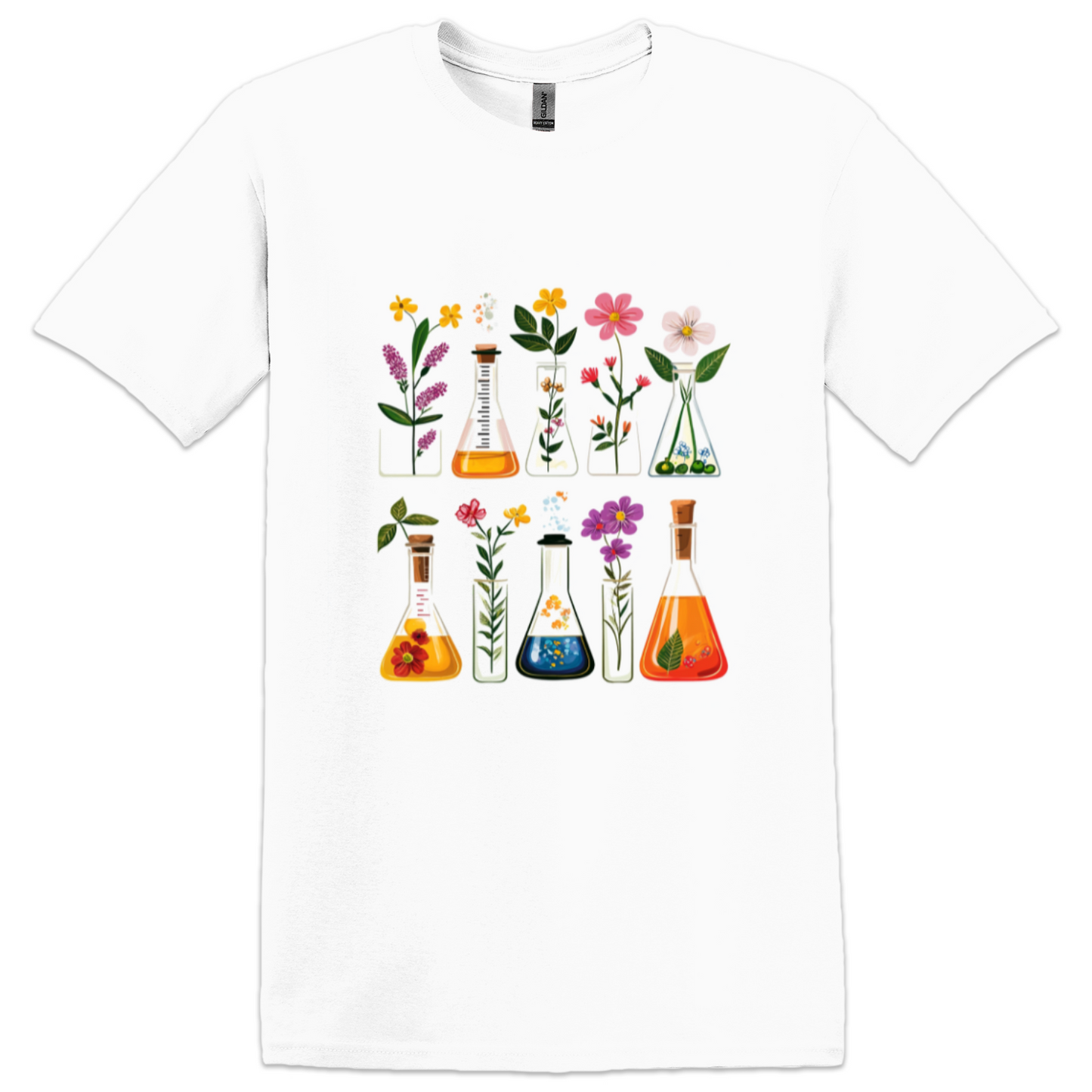 Botanical Print White Ladies T-shirt