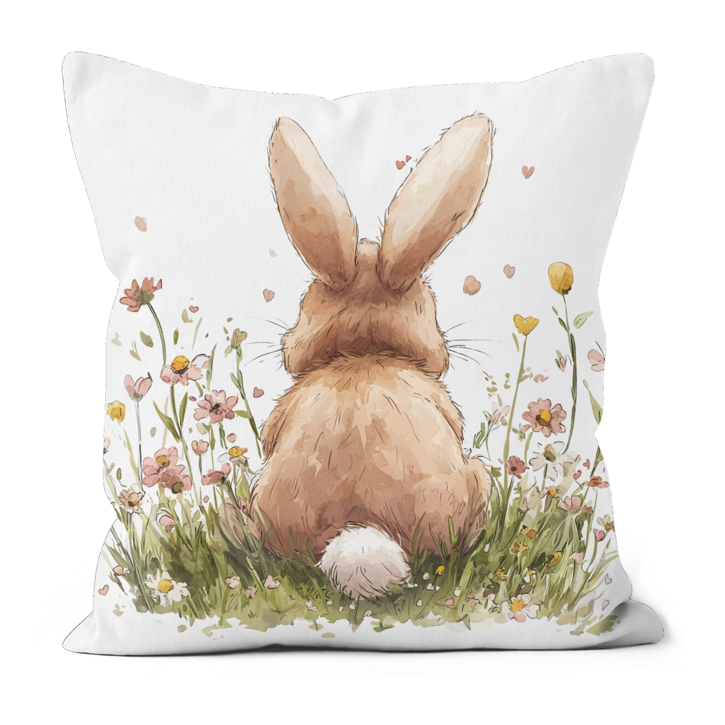 Cute Bunny Printed Faux Suede Cushion