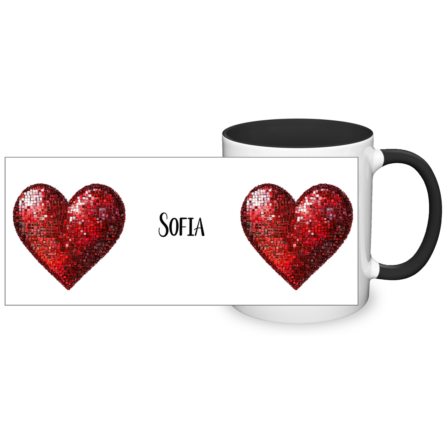Personalised Red Heart 11oz Mug