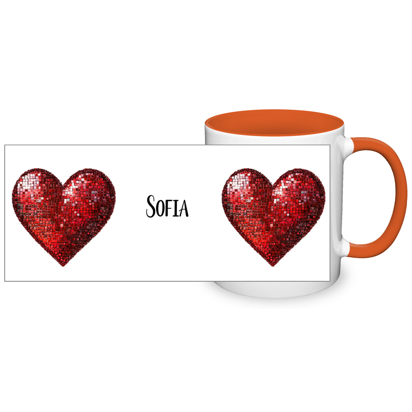 Personalised Red Heart 11oz Mug