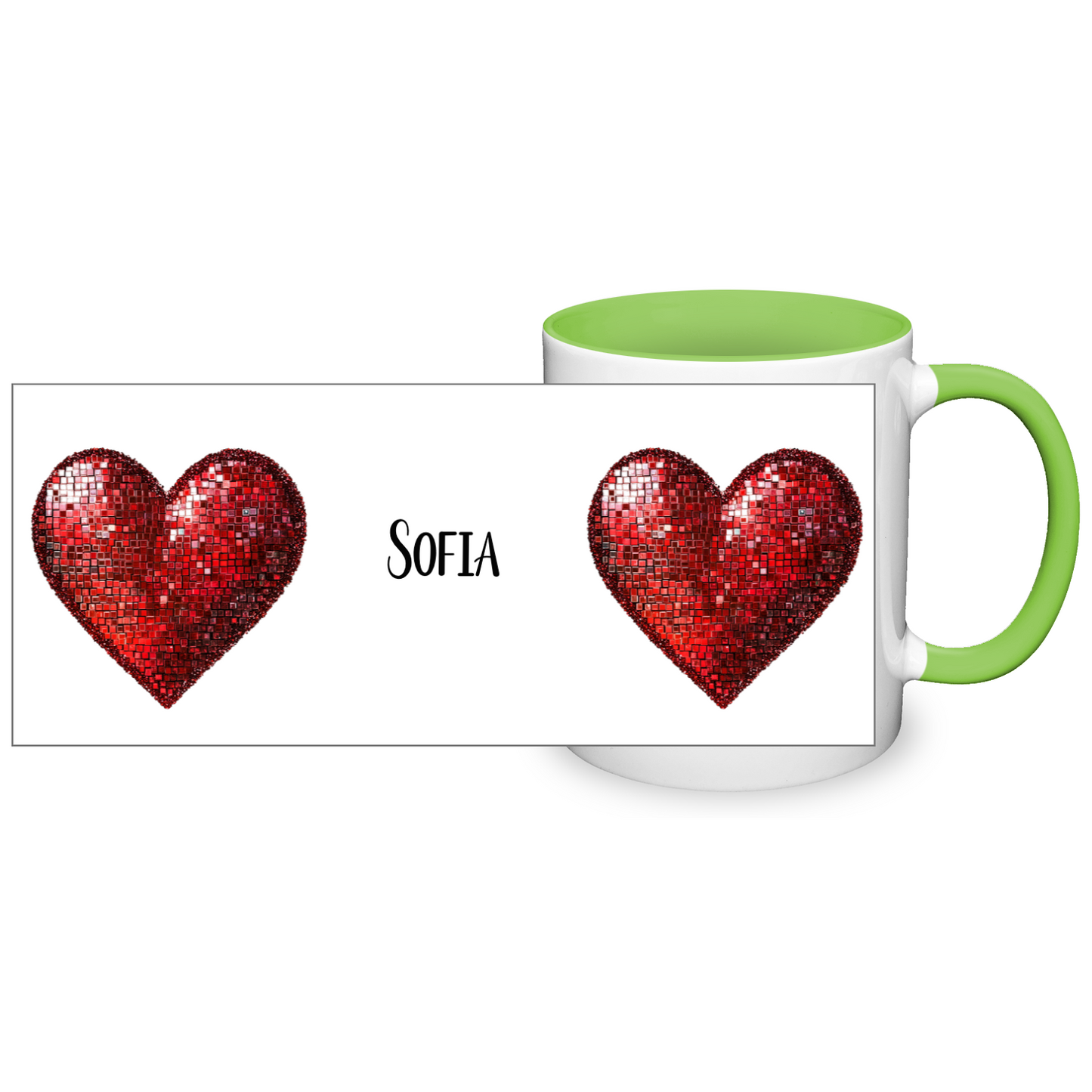 Personalised Red Heart 11oz Mug