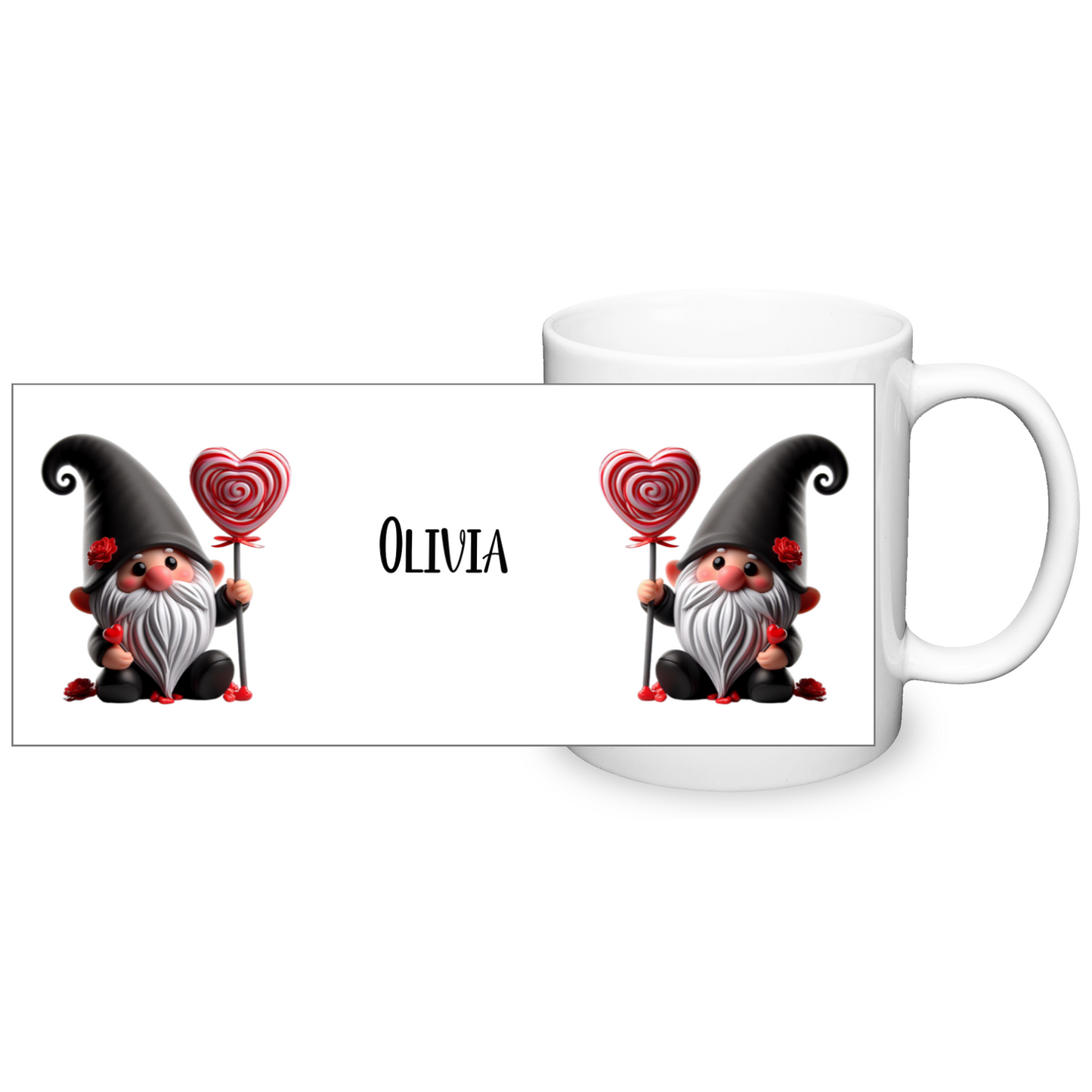 Personalised Heart Mono Gonk  11oz Mug