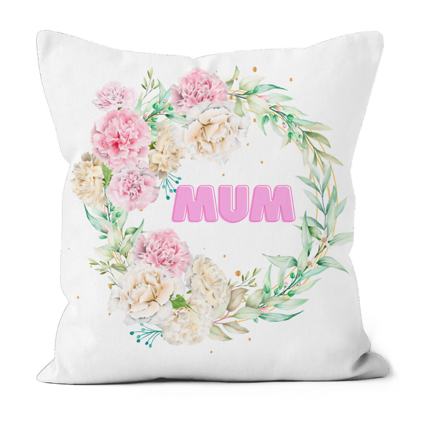 Mum Floral Poly Linen Cushion
