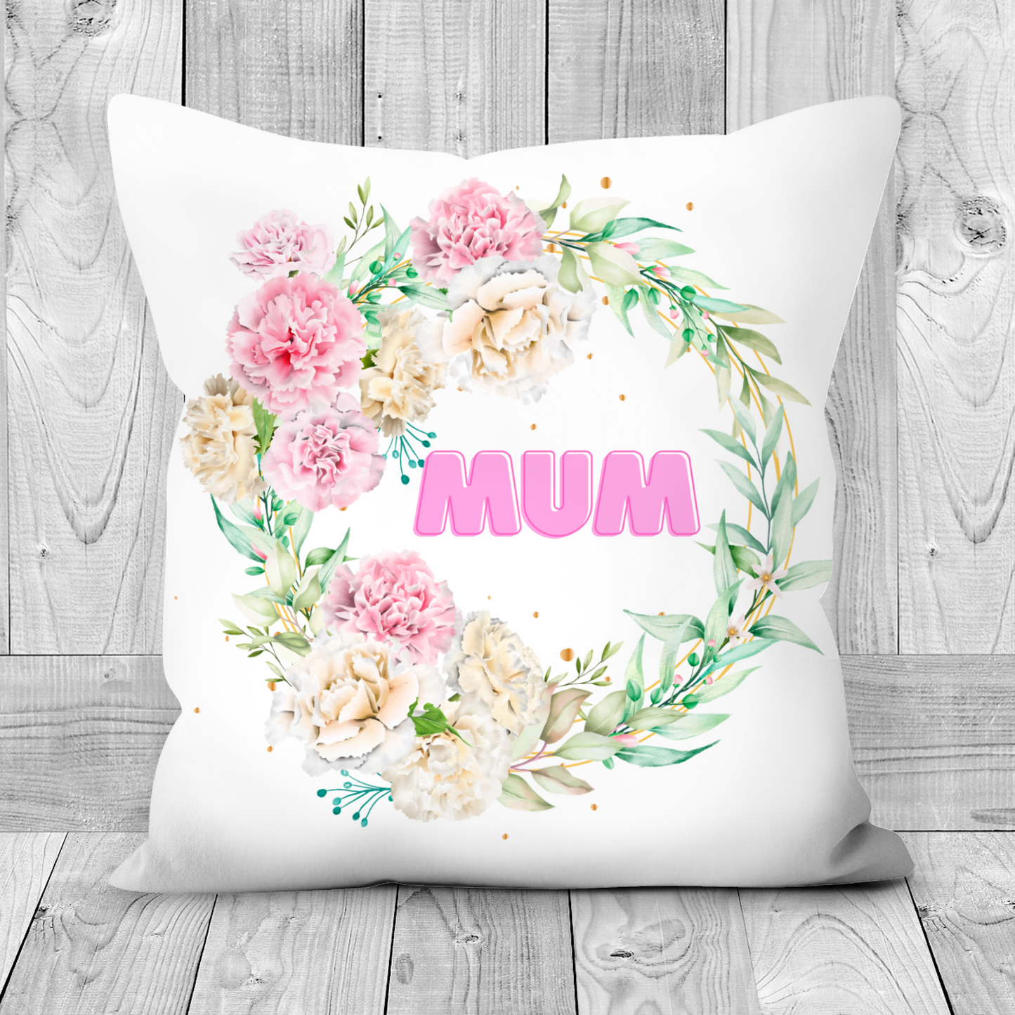 Mum Floral Poly Linen Cushion