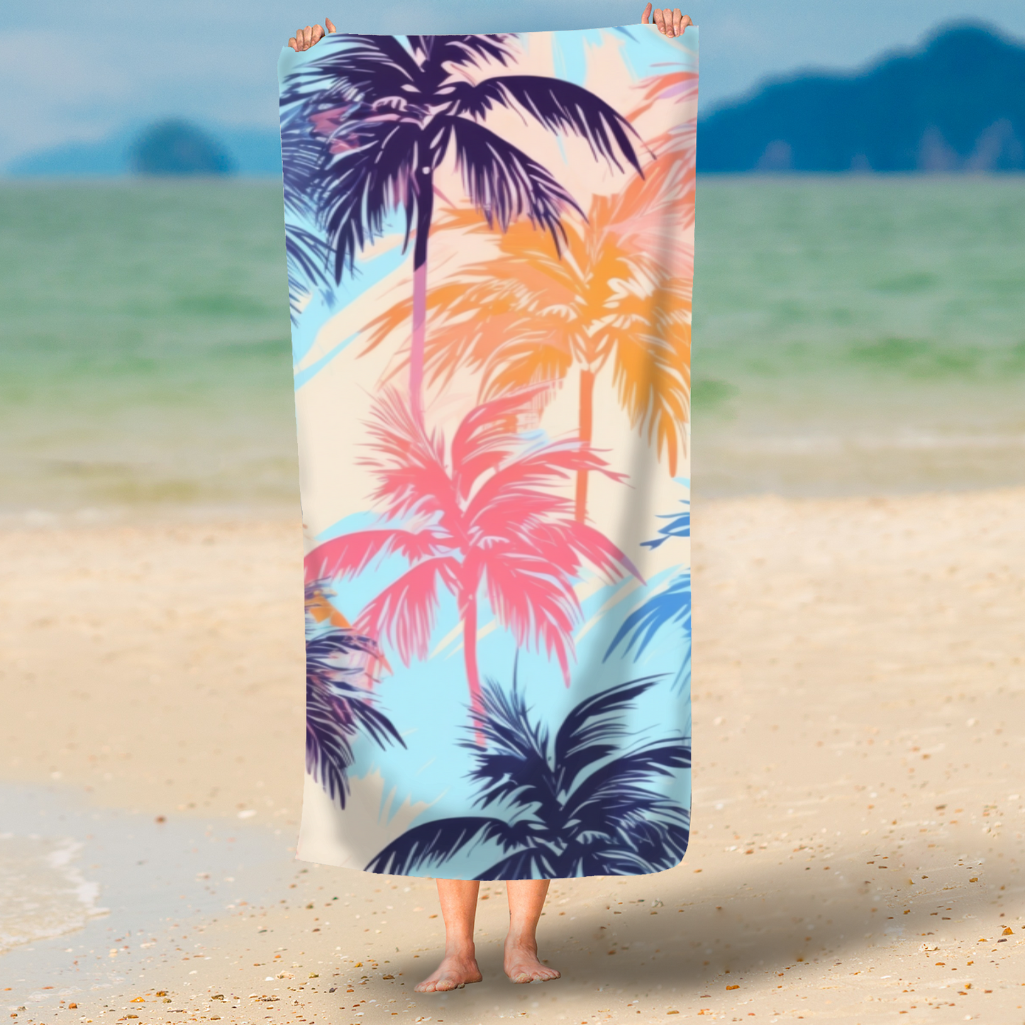 Abstract Palm Printed Beach Towel