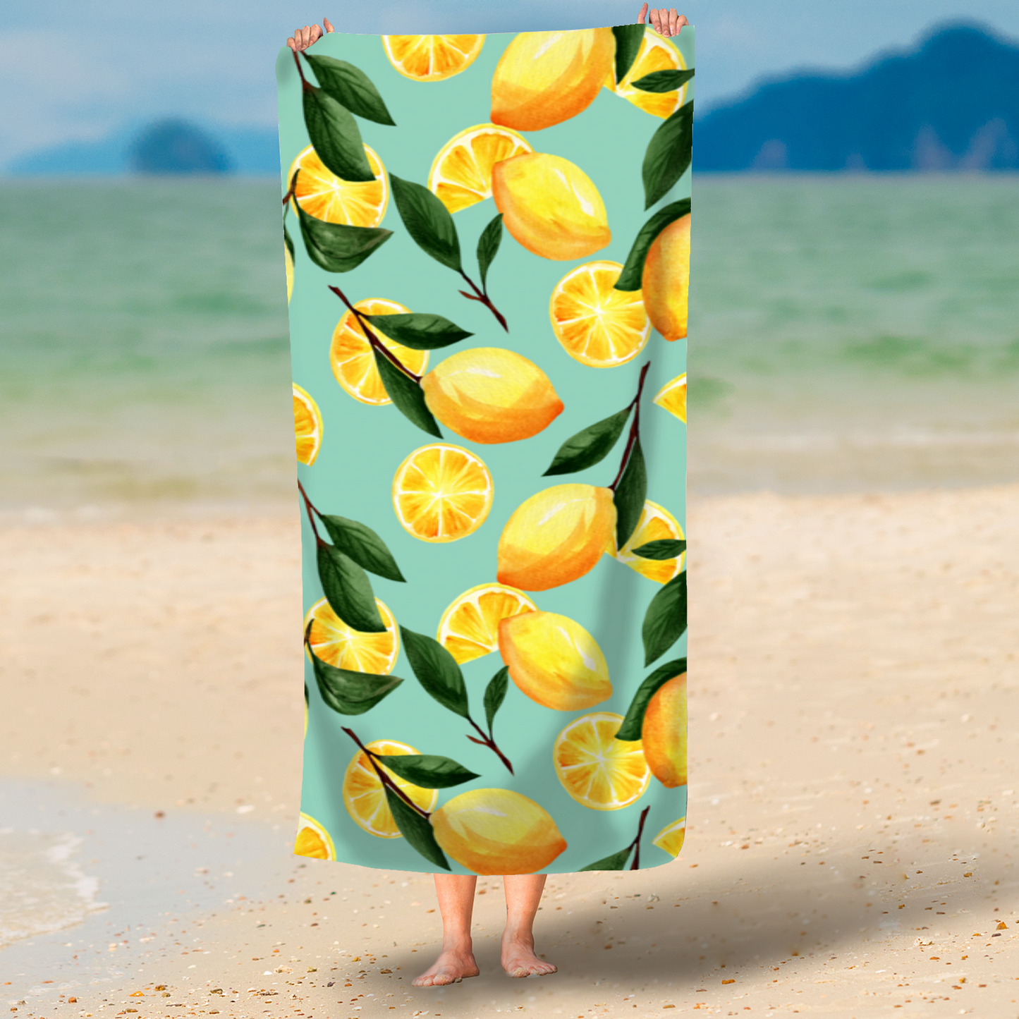 Lemons Printed Beach Towel