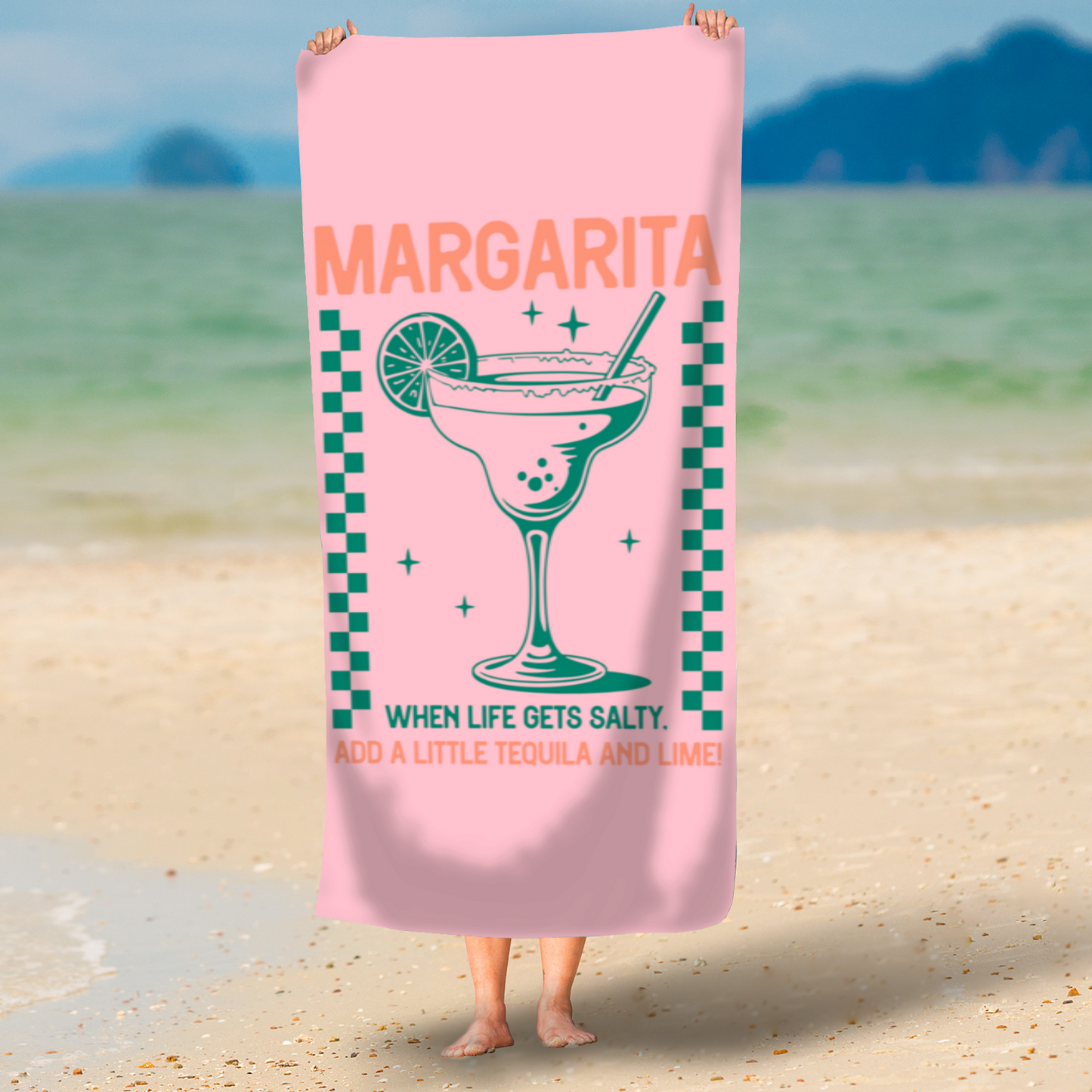 Pink Cocktail Printed Beach Towel
