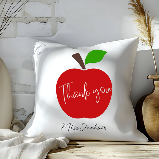 Personalised Apple Design Thank You Cushion