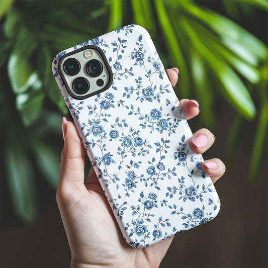 Blue Floral Tough Phone Case