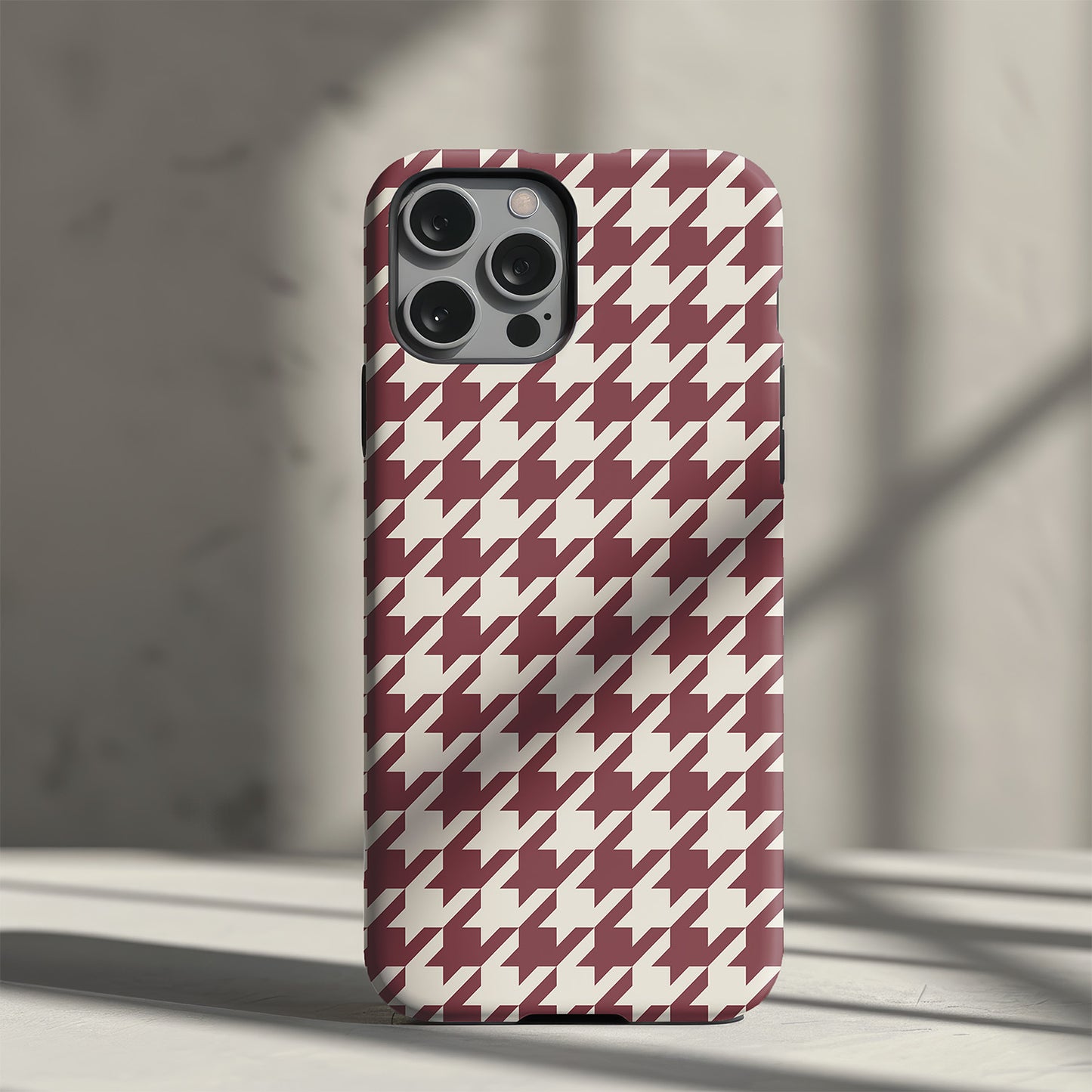 Burgundy Houndstooth Slim Phone Case
