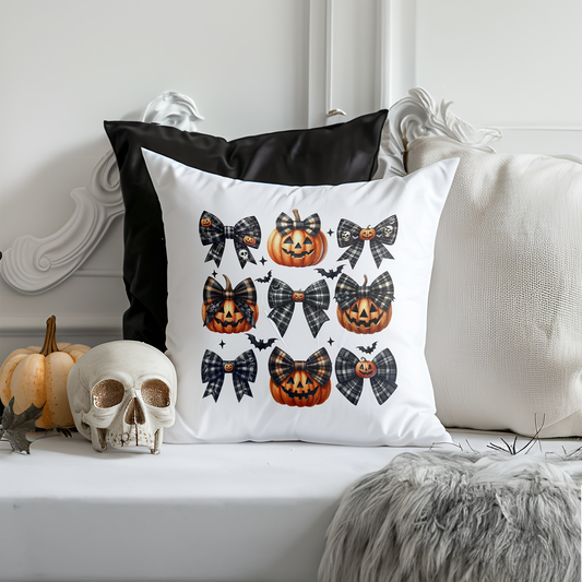 Halloween Pumpkins Design Poly Linen Cushion