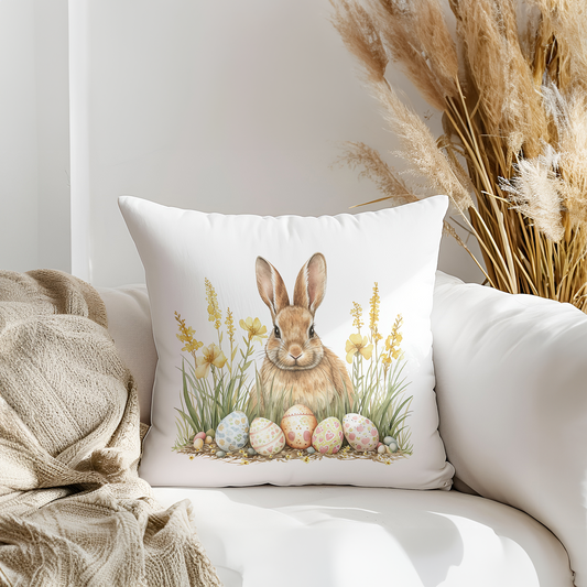 Easter Bunny Printed Faux Suede Cushion