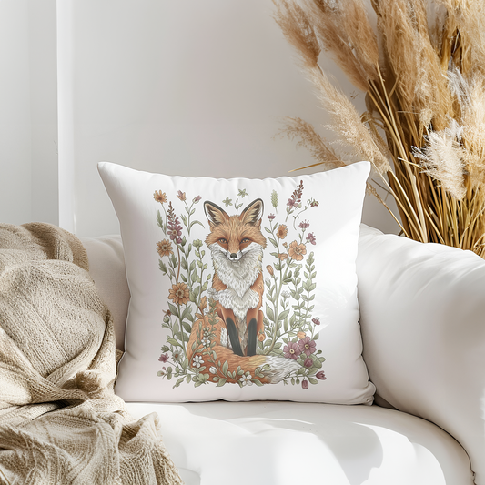 Fox Printed Faux Suede Cushion