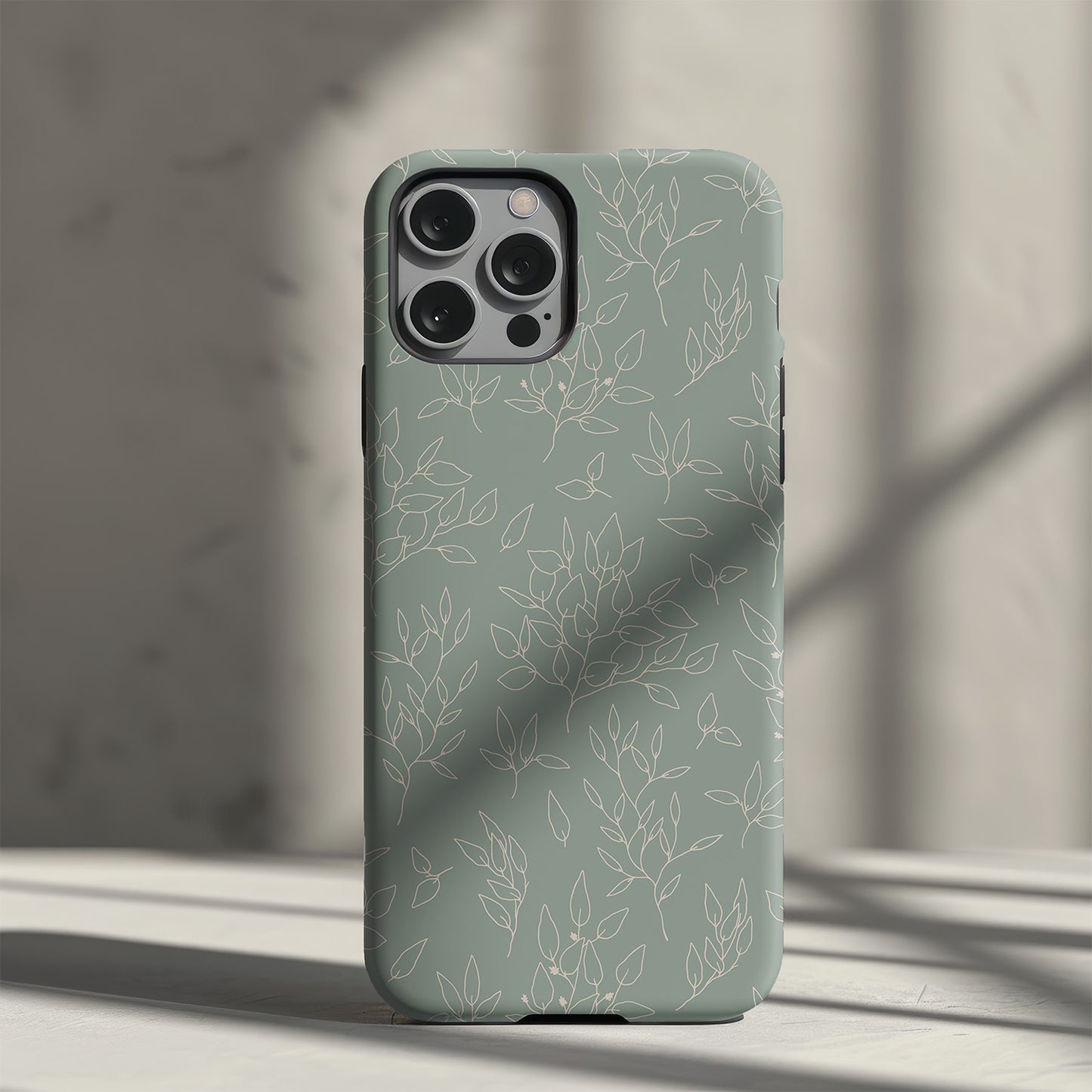 Green Linear Floral Slim Phone Case