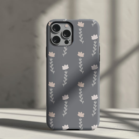 Grey Floral Slim Phone Case