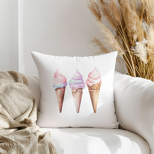 Ice Creams Printed Faux Suede Cushion