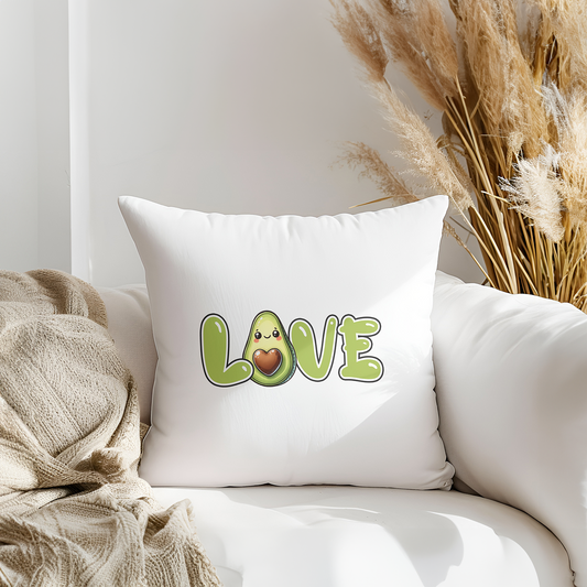 Love Avocado Printed Faux Suede Cushion