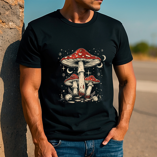 Mushroom Forrest Black T-shirt