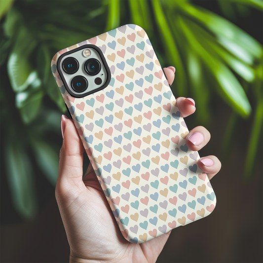 Pastel Multi Hearts Tough Phone Case