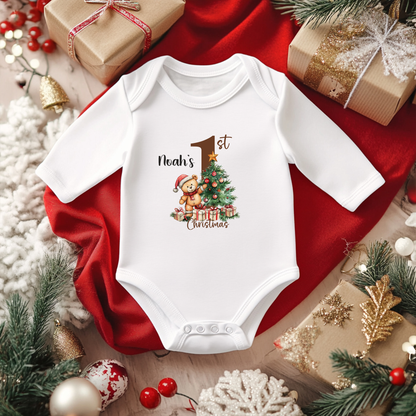 Baby's First Christmas Personalised Long Sleeve Bodysuit