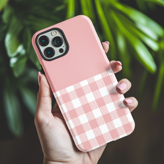 Pink Check Tough Phone Case