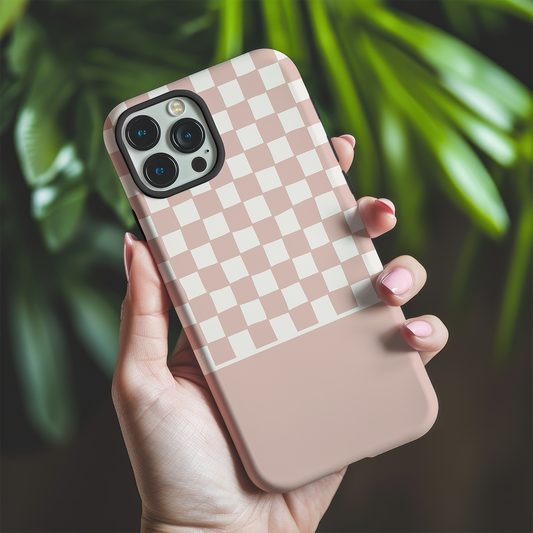 Pink Wobbly Check Tough Phone Case